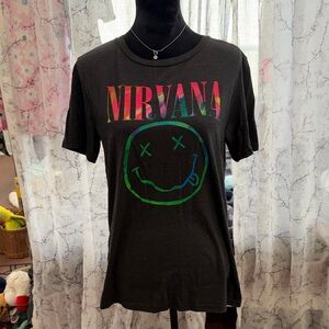 NIRVANA Dark Gray Tee with colorful logo size L